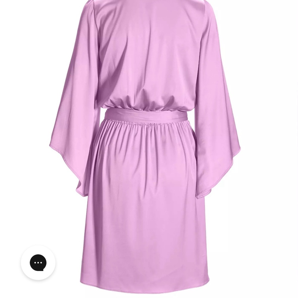 Boston Proper Flare Sleeve Collared Charmeuse‎ Dress Orchid Bouquet Size Large - Picture 3 of 12